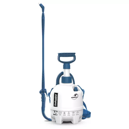 Vállra akasztható permetező, Marolex Industry 9, 9 liter, fehér, kézi pumpás, állítható fúvókával, biztonsági szeleppel, kényelmes vállpánttal