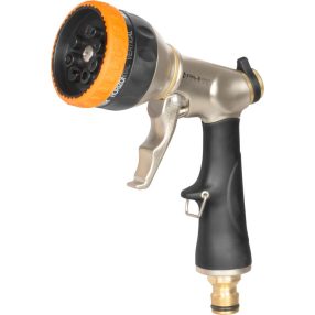   Kerti locsolópisztoly, Strend Pro Garden BJ4037T, fekete/ezüst, forgófejes, 8 funkciós, állítható vízáram, cink ötvözet