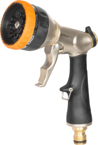 Kerti locsolópisztoly, Strend Pro Garden BJ4037T, fekete/ezüst, forgófejes, 8 funkciós, állítható vízáram, cink ötvözet