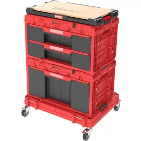   Rendszerező készlet, Qbrick Patrol One 2.0, piros, 7 részes, moduláris, fiókos, kerekes szállítóplatformmal, műanyag