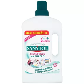   Fertőtlenítő, Sanytol, 1000 ml, fehér virág illat, fehérneműre is, klórmentes, 99,9%-os hatás, fehér és színes ruhákhoz