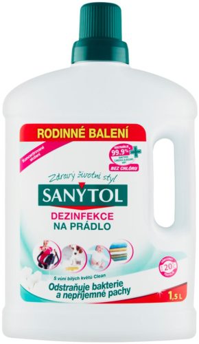Fertőtlenítő, Sanytol, 1500 ml, ruhákhoz, fehér virág illat, folyékony, 99,9%-os hatás