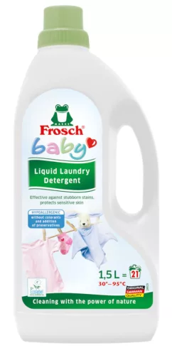 Folyékony mosószer, Frosch Baby, 1500 ml, hipoallergén, babaruhákhoz, színezék és tartósítószermentes, kamillakivonattal