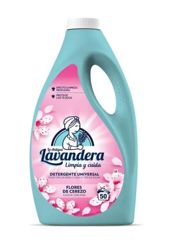 Mosógél, Lavandera, 2500 ml, 50 mosás, cseresznyevirág illat, kíméletes, folteltávolító, textilápoló