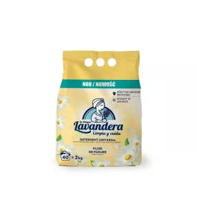   Mosópor, Lavandera, 2000 g, 40 mosás, vadvirág illat, hatékonyan eltávolítja a szennyeződéseket, hidegvizes mosásnál is hatékony