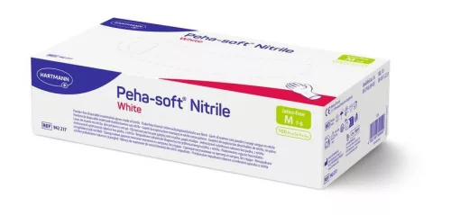 Nitril kesztyű, Hartmann Peha-Soft, fehér, méret: 8/M, 100 db, pormentes, orvosi