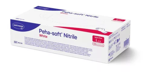 Nitril kesztyű, Hartmann Peha-Soft, fehér, méret: 9/L, 100 db, pormentes, orvosi