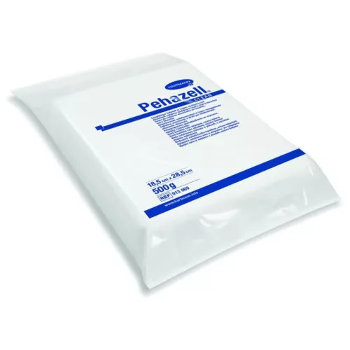 Cellulóz vatta, Hartmann PehazellClean, fehér, 18,5 x 28,5 cm, oxigénnel fehérített, különösen puha, magas nedvszívó képesség, 500 g