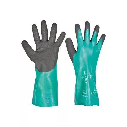 Nitril kesztyű, Červa AlphaTec 58-735, zöld, méret: 11/XXL, vegyszerálló, vágásálló bélés, 1 pár