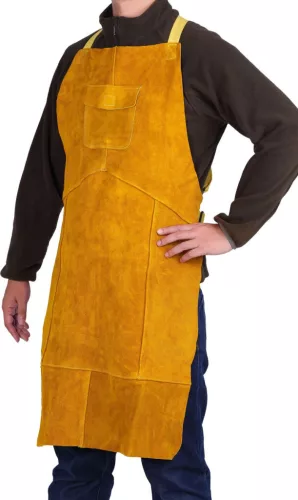Hegesztőkötény, Strend Pro Industrial, sárga, méret: XL, 60 x 100 cm, 98% marhabőr, 2% lángálló szövet, 2. védelmi osztály (TC3134161)