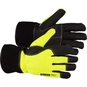   Téli védőkesztyű, Strend Pro Gratus Winter, fekete/sárga, méret: 11/XXL, bélelt 3M Thinsulate szigetelés, vízálló, megerősített tenyér, EN 388 és EN 511, 1 pár