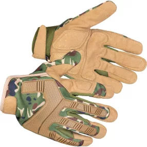   Védőkesztyű, Strend Pro Camo, zöld/barna, méret: 11/XXL, terepmintás, mikroszálas műbőr, poliészter háló, 1 pár