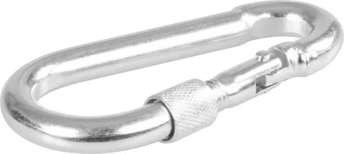 Karabiner, Strend Pro, ezüst, 10 mm, zárható, csavaros, kerek anyával, láncokhoz és kötelekhez, 10 db-os csomag (TC429604)