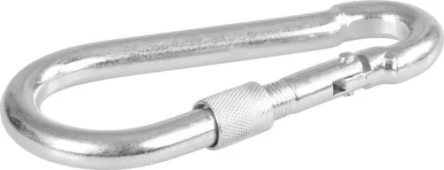 Karabiner, Strend Pro, ezüst, 12 mm, zárható, csavaros, kerek anyával, láncokhoz és kötelekhez, 10 db-os csomag (TC429605)