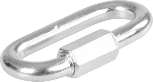 Karabiner, Strend Pro, ezüst, 10 mm, zárható, csavaros, hatlapú anyával, láncokhoz és kötelekhez, 10 db-os csomag (TC429611)