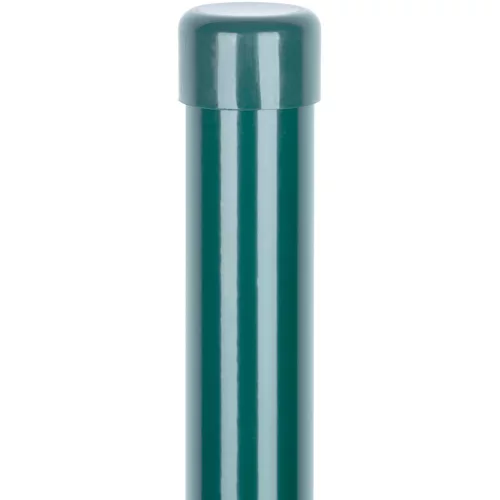 Kerítésoszlop, Strend Pro Garden Metaltec, zöld, 150 cm, átmérő: 48 mm, kerek, sapkával, horganyzott acél, PVC-bevonatú