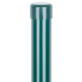   Kerítésoszlop, Strend Pro Garden Metaltec, zöld, 280 cm, átmérő: 48 mm, kerek, sapkával, horganyzott acél, PVC-bevonatú