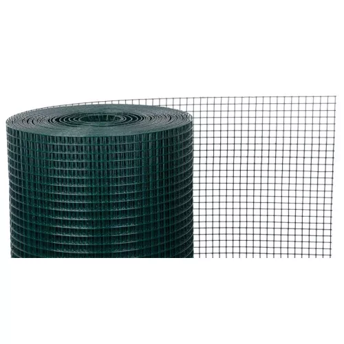 Ponthegesztett háló, Strend Pro Garden, sötétzöld, 50 cm x 5 m, rácsméret: 12 x 12 mm, drótvastagság: 1,2 mm, PVC bevonatos, négyzetrács