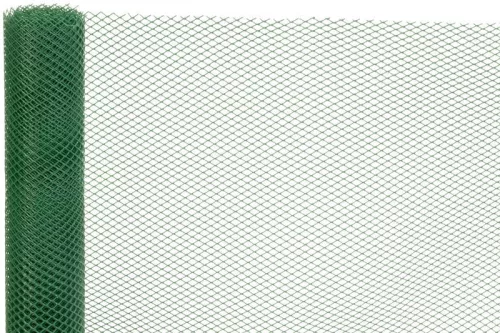 Műanyag kerítésháló, Strend Pro Garden Economy 3, zöld, 100 cm x 5 m, szemméret: 10 x 10 mm, 300 g/m2, 45°-ban döntött négyzetrács, 100 % műanyag