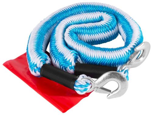 Vontatókötél, Strend Pro XL-TTR2040, 4 m, maximum 2 tonna teherbírás, erős fém kampóval, TÜV NORD/GS tanúsítvánnyal