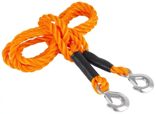 Vontatókötél, Strend Pro XL-MTR11, 4 m, maximum 3 tonna teherbírás, rugalmas, 2 db fém kampóval, védőmandzsettával