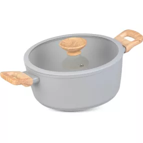   Lábas, MagicHome, Harmony, 24 cm, 4 l, világosszürke, üvegfedővel, tapadásmentes, kerámia bevonat, indukciós, mosogatógépben mosható