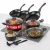 Edénykészlet, MagicHome Black Marble Line, fekete, 13 db, márvány, tapadásmentes bevonat, üvegfedőkkel, indukciós tűzhelyhez, ergonomikus fogantyúk