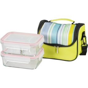   Tárolódoboz szett, MagicHome, átlátszó, 2 db, 900 ml, téglalap alakú, termobotáskával, hőszigetelt, élelmiszerbiztos műanyag