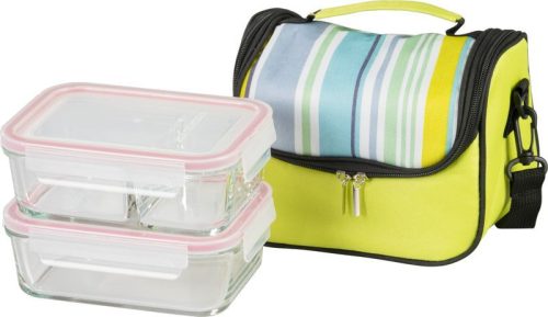 Tárolódoboz szett, MagicHome, átlátszó, 2 db, 900 ml, téglalap alakú, termobotáskával, hőszigetelt, élelmiszerbiztos műanyag