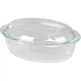   Sütőtál, MagicHome, 3000 ml, átlátszó, 32,7 × 20 × 13 cm, ovális, üveg, sütő- és mikróálló, mosogatógépben mosható, hűtőszekrényben tárolható