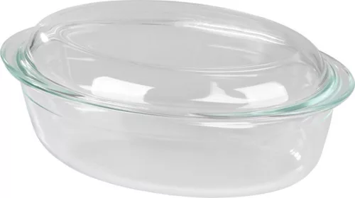 Sütőtál, MagicHome, 3000 ml, átlátszó, 32,7 × 20 × 13 cm, ovális, üveg, sütő- és mikróálló, mosogatógépben mosható, hűtőszekrényben tárolható