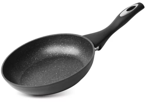Serpenyő, MagicHome, Black Line 20 cm, fekete, márványbevonat, tapadásmentes, indukciós talp, minden tűzhelyhez, szilikon bevonatú nyél, PFOA-mentes