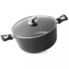  Lábas, MagicHome Black Line, 28 cm, 5,9 l, fekete, márványbevonat, tapadásmentes, indukciós alj, fedővel