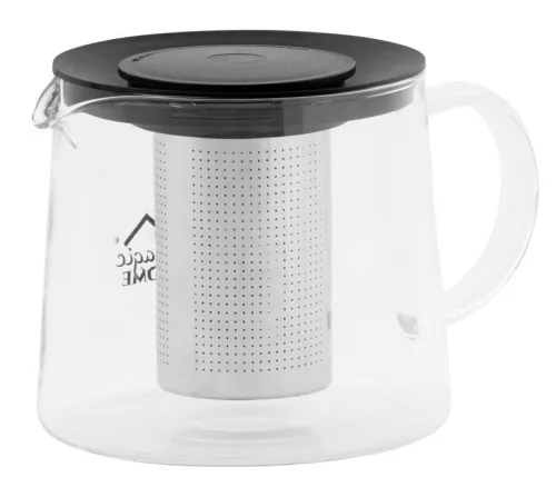 Teáskanna, MagicHome TP003, 1500 ml, átlátszó, boroszilikát üveg, rozsdamentes acél szűrővel, műanyag fedél, mosogatógépben mosható