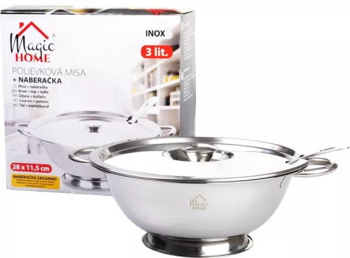 Levesestál, MagicHome Terrin, merőkanállal, mindennapi használatra, rozsdamentes acél