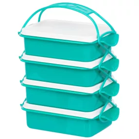   Tárolódoboz szett, MagicHome CS336, türkiz, 4 db, 4000 ml (4 x 1000 ml), 243 x 146 x 295 mm, téglalap alakú, PP/PE műanyag, mosogatógépben mosható, fagyasztható