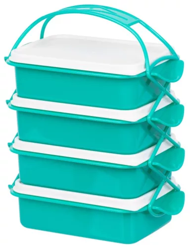Tárolódoboz szett, MagicHome CS336, türkiz, 4 db, 4000 ml (4 x 1000 ml), 243 x 146 x 295 mm, téglalap alakú, PP/PE műanyag, mosogatógépben mosható, fagyasztható
