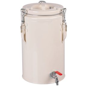   Hőtartó étel- és italszállító tartály, 10 l, 27,5 x 27,5 x 44,5 cm, bézs, csappal, rozsdamentes acél belső, hőszigetelt, szellőzőszelepes, légmentesen záró