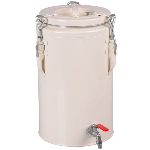 Hőtartó étel- és italszállító tartály, 10 l, 27,5 x 27,5 x 44,5 cm, bézs, csappal, rozsdamentes acél belső, hőszigetelt, szellőzőszelepes, légmentesen záró