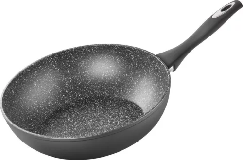 Wok serpenyő, MagicHome Black Line, 28 cm, fekete, különleges felület, minimális olajhasználathoz