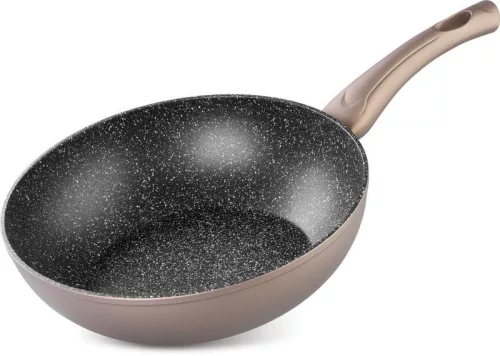Wok serpenyő, MagicHome Coffee Brown Line, 28 cm, barna, alumíniumötvözet, tapadásmentes, márványbevonat, indukciós