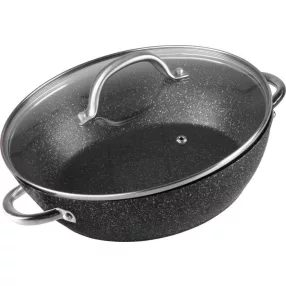   Lábas, MagicHome Black Marble Line, 26 cm, 2,8 l, fekete, fedővel, tapadásmentes, 3 rétegű márványbevonat, indukciós alj, mosogatógépben mosható