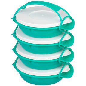   Tárolódoboz szett, MagicHome, türkiz, 4 db, 4000 ml (4 x 1000 ml), 224 x 205 x 295 mm, kerek, műanyag, mosogatógépben mosható, hűtő- és fagyasztóbarát