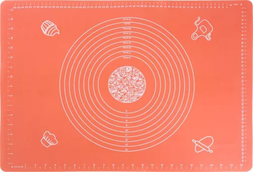 Szilikon tésztalap, MagicHome, 64 × 45 cm, piros, tapadásmentes, hőálló 260 °C-ig, sütőben használható, mosogatógépben mosható, rugalmas