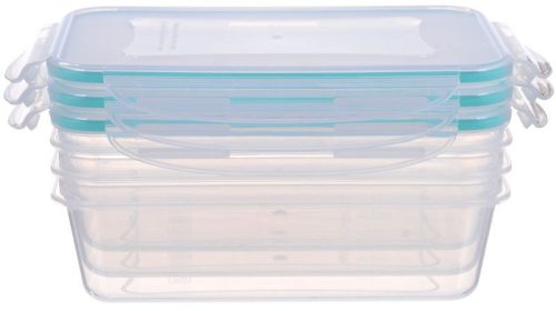 Tárolódoboz szett, MagicHome YH377, átlátszó, 3 db, 1350 ml, 155 x 215 x 75 mm, téglalap alakú, klipszes, műanyag, mikrózható, mosogatógépben mosható