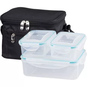   Tárolódoboz szett, MagicHome, átlátszó, 3 db, 1500/500/500 ml, téglalap alakú, termotáskával, műanyag, mikrózható, mosogatógépben mosható