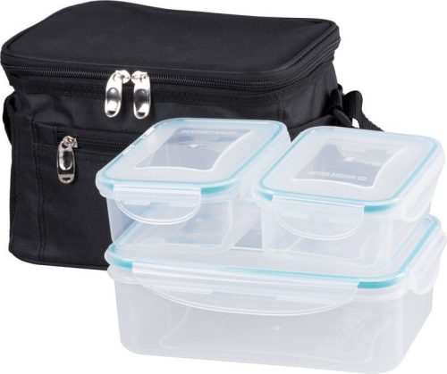 Tárolódoboz szett, MagicHome, átlátszó, 3 db, 1500/500/500 ml, téglalap alakú, termotáskával, műanyag, mikrózható, mosogatógépben mosható