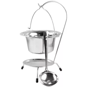   Tálalókészlet, MagicHome, mini bogrács állvánnyal és merőkanállal, 17 cm, 800 ml, rozsdamentes acél