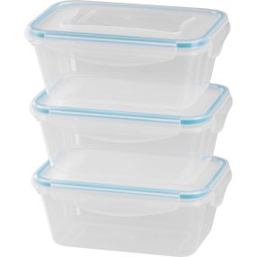   Tárolódoboz szett, MagicHome Lunchbox YH376, átlátszó, 3 db, 1000 ml, 189 x 131 x 77 mm, téglalap alakú, műanyag
