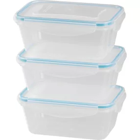   Tárolódoboz szett, MagicHome Lunchbox YH376, átlátszó, 3 db, 1000 ml, 189 x 131 x 77 mm, téglalap alakú, műanyag